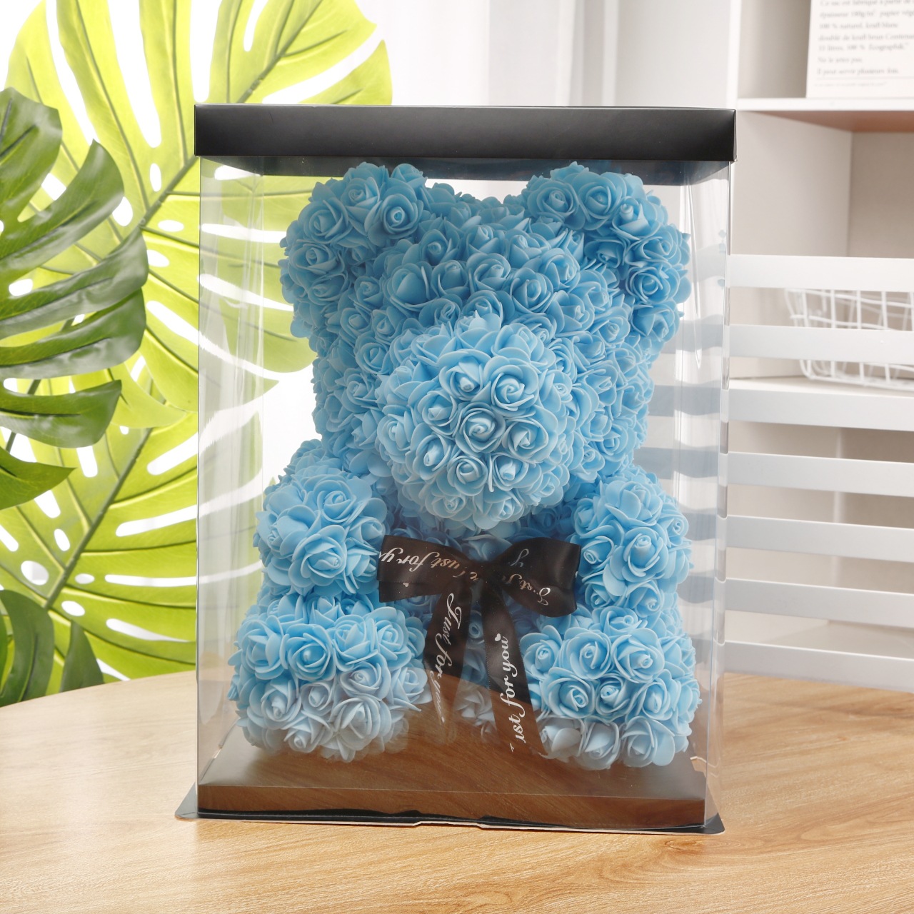 Flor preservada oso rosa 520 regalo del Día de San Valentín tienda de flores supermercado PE espuma flor abrazo oso rosa