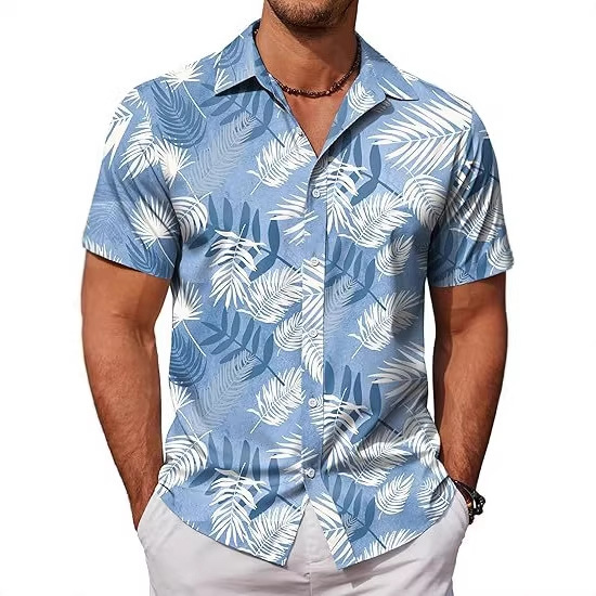 Cross-Border New Men's Shirts Summer Tropical Print Breathable Hawaiian Casual Short-Sleeved Shirts Men's Shirts Cross-Border New Men's Shirts Summer Tropical Print Breathable Hawaiian Casual Short-Sleeved Shirts Men's Shirts
