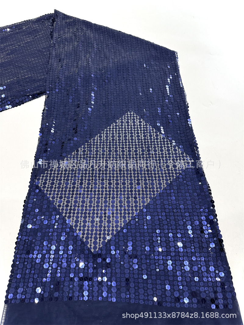 Ventas calientes de tamaño de diafragma de perlas de tela de tubo de diafragma hexagonal completo vestido de noche vestido de rendimiento tela de malla elástica