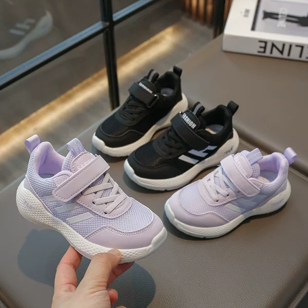 2024 Spring/Summer New Children's Double Mesh Shoes Boys' Lightweight Breathable Sports Shoes Girls' Velcro Casual Running Shoes