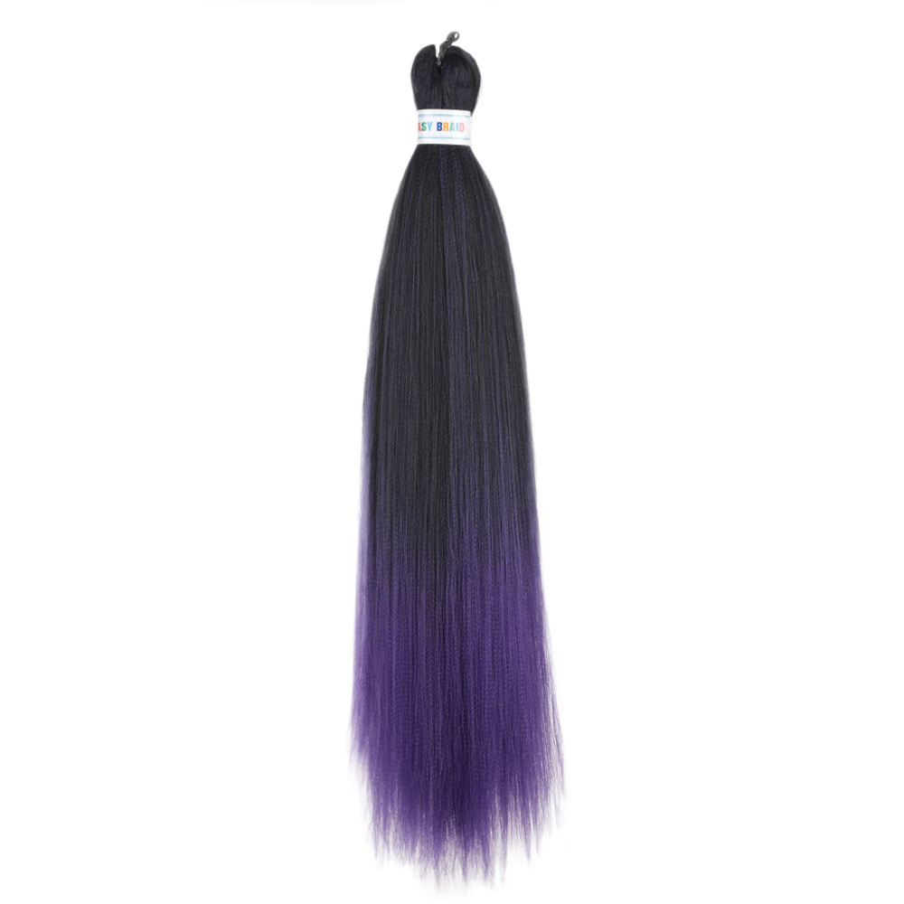 Trenzas fáciles de hacer de 26 pulgadas, cabello sintético colorido, trenzas grandes EZ, fibra sintética de baja temperatura, color degradado, cabello largo y liso.