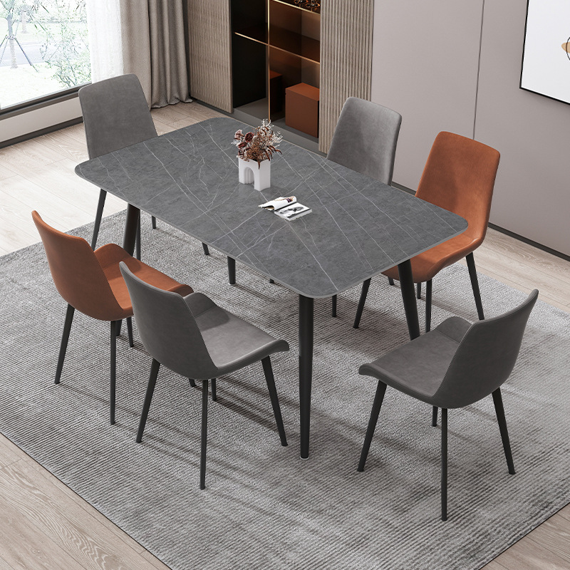 Rock placa mesa de comedor moderno minimalista hogar pequeño apartamento Luz de lujo nórdico familia rectangular apartamento mesa de comedor y silla combinación