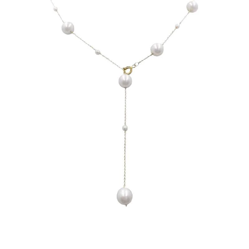 Necklace with tassels from pearl, adjustable universal chain for key bag , light luxury style, high-quality style