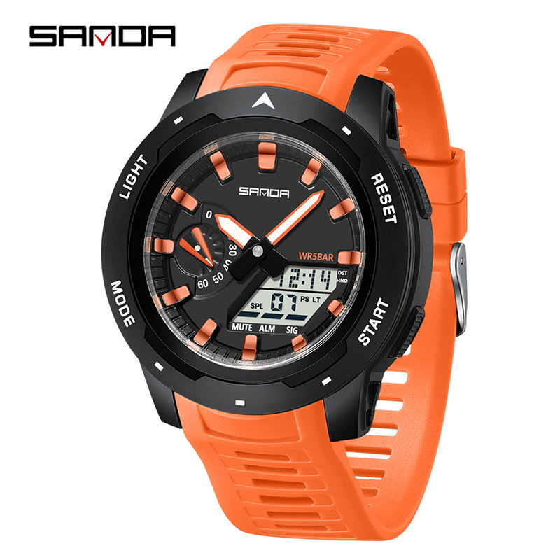 SANDA SANDA 3360 reloj de estudiantes moda multifuncional reloj deportivo al aire libre impermeable reloj electrónico de luz nocturna