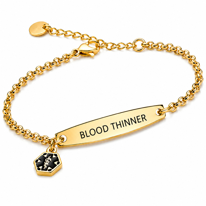 Amazon's Best-Selling Stainless Steel Simple Medical Warning Bracelet for Women, Customizable with Engraved Id Bracelet
