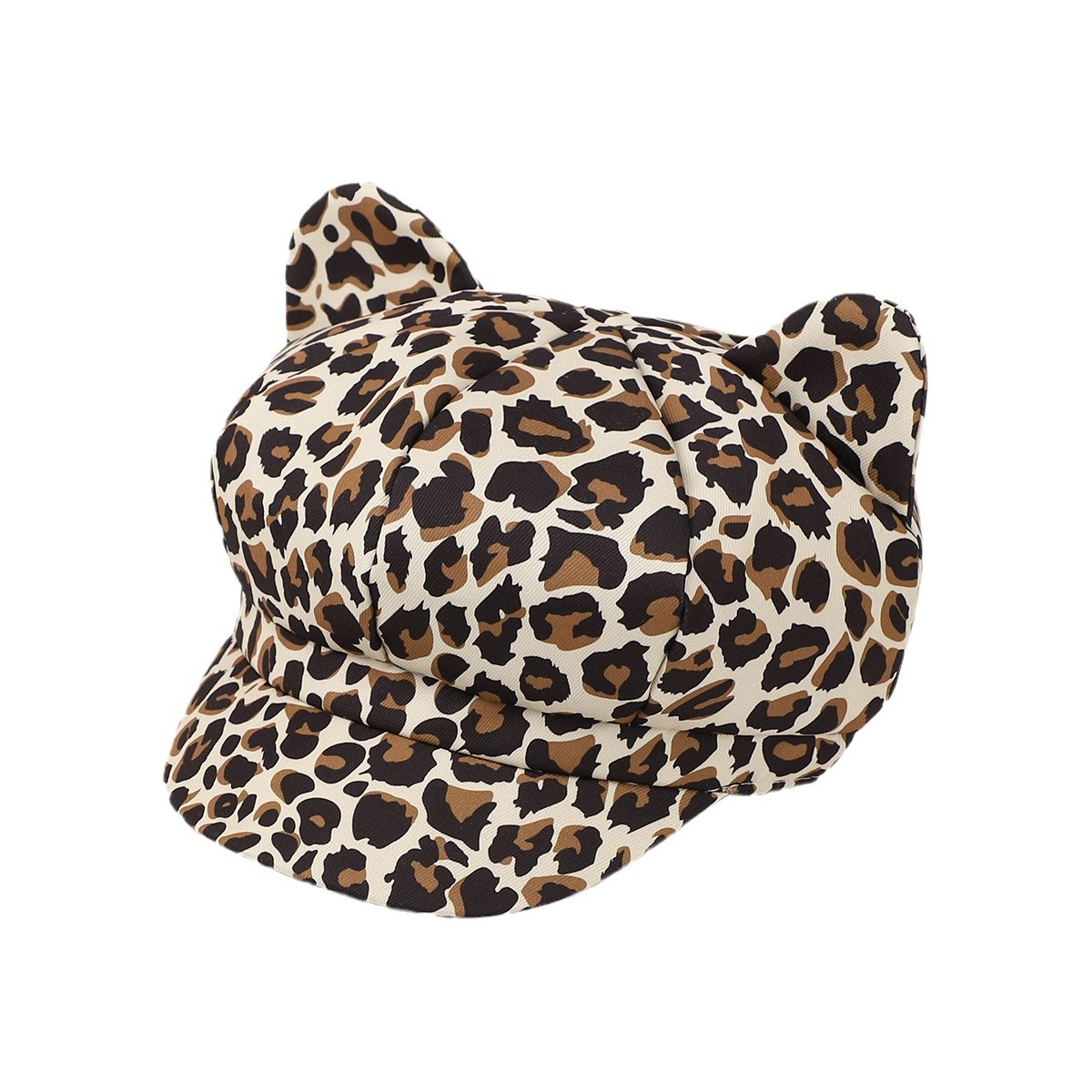 Moda coreana retro orejas de gato sombrero octogonal patrón de animales sombrero lengua de moda primavera y verano sombrero pintor al aire libre
