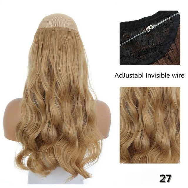 Comercio exterior Europa y América peluca una pieza de extensión de cabello de línea de pescado femenina peluca invisible alambre de alta temperatura image 12