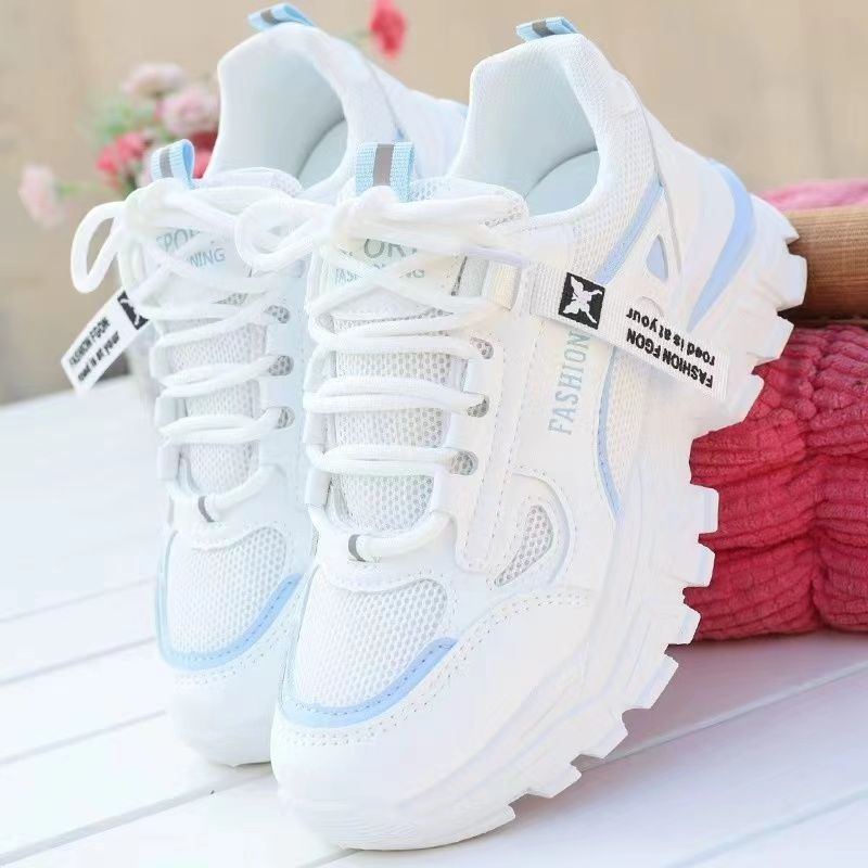 Women's Spring and Autumn 2025 New Mesh Casual Dad Sneakers with a Stepping-On-Clouds Feel, Thick-Soled, Foot-Flattering, Minimalist Shoes