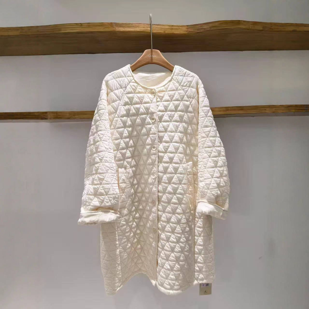 娜美服饰2025 【复古菱格】夹棉加厚风衣外套保暖中长款棉服上衣