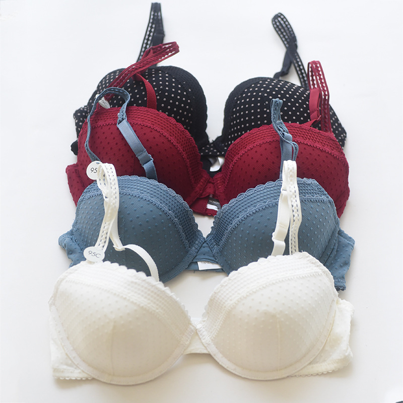 French export overstock sexy thin cotton underwear, summer breathable, supportive, anti-sagging bra, comfortable underwire bra