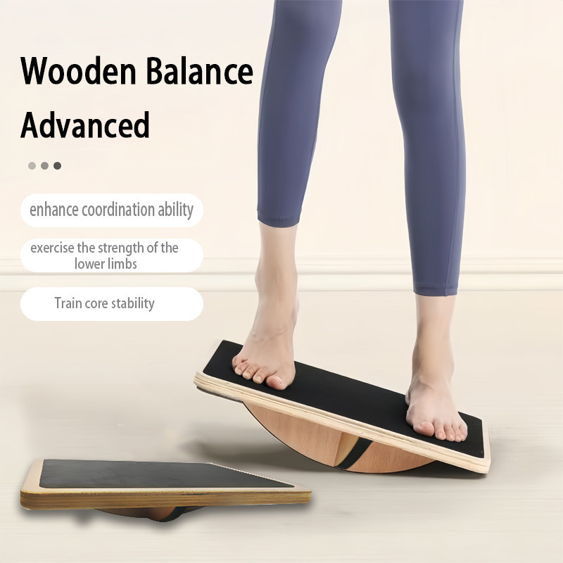 Two-Way Square Wooden Balance Board, Round Balance Training Artifact, Foot and Ankle Strengthening Trainer, Non-Slip and Silent