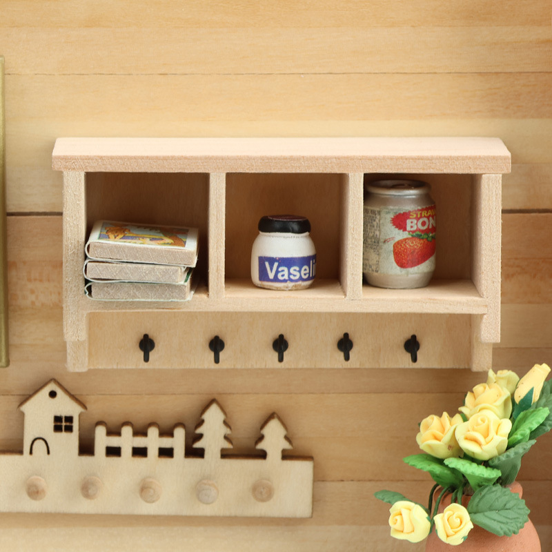 1:12 Dollhouse Dollhouse Mini Miniature Scene Ornaments Modern Simple DIY Blank Hanging Rack Storage Rack