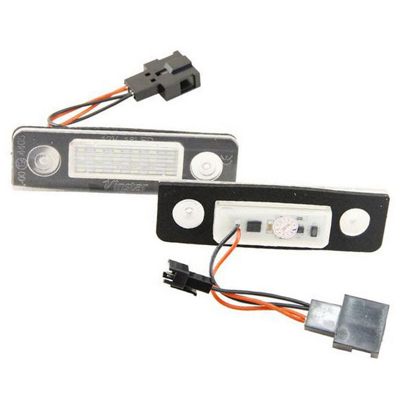 Suitable for Volkswagen Skoda Octavia II facelift models 09-12, license plate lights, 18 LED white lights, black cotton, 2 pieces