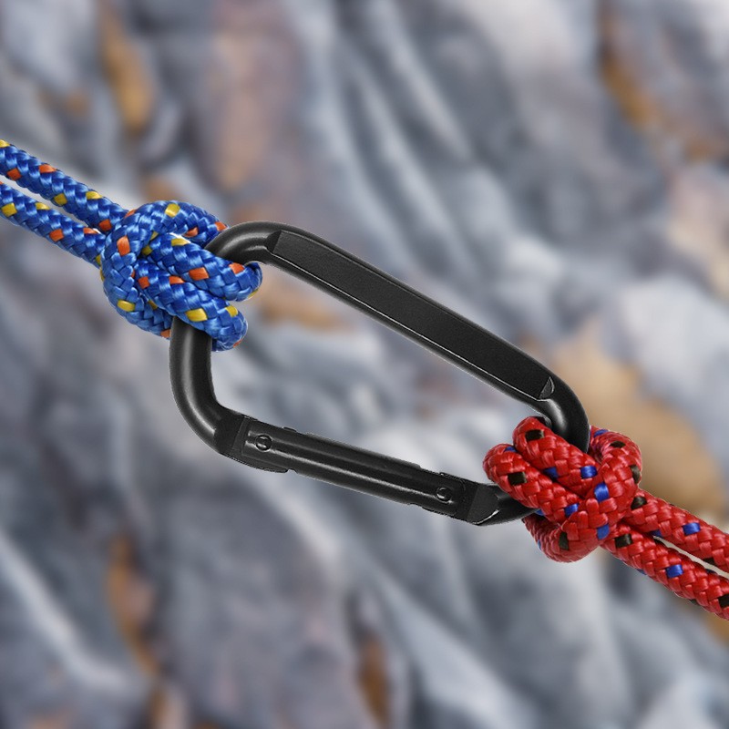 Tension Buckle No. 8 Flattened D-Type Carabiner Electrophoresis Black Hook Outdoor Autumn Dry Buckle Spring Hook Safety Lock Buckle