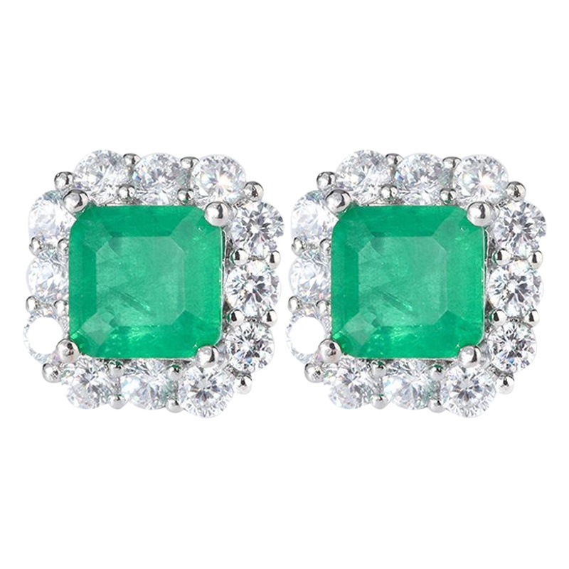 Zhuang Sheng joyería colorido tesoro europeo y americano popular Esmeralda pendientes joyería vintage pendientes de comercio exterior