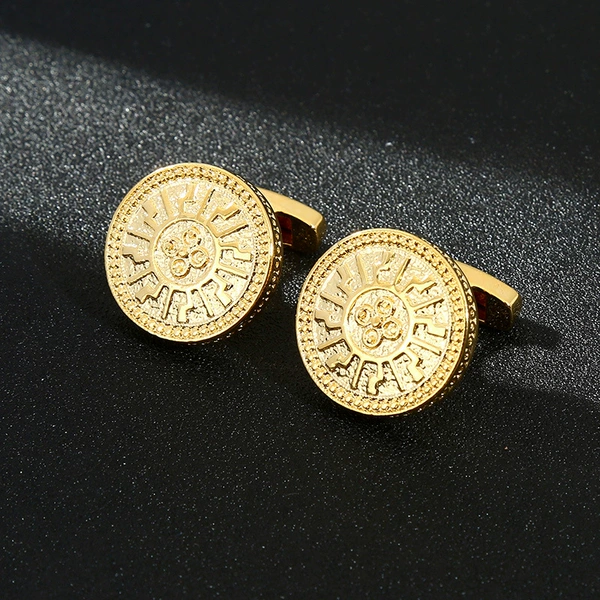 Large round gold coin sleeve studs