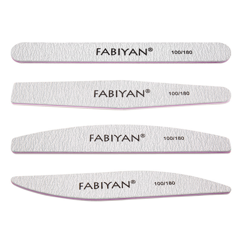 美甲工具指甲锉 灰白紫心长圆形菱形半圆形柳叶形双面打磨砂条