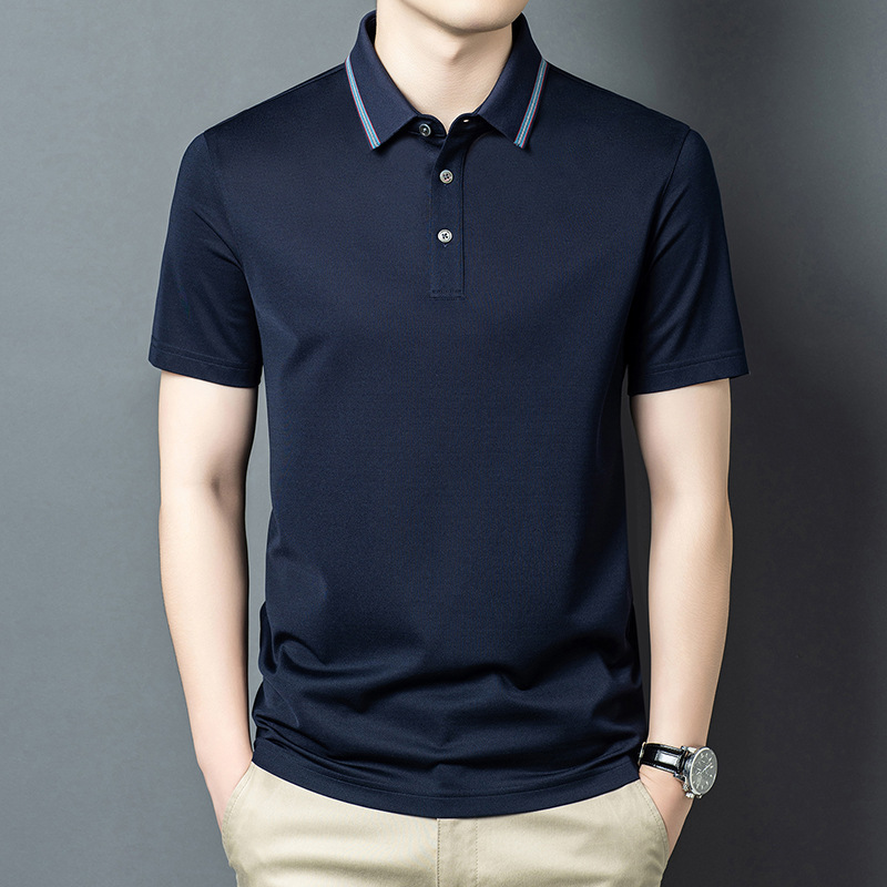 Áo polo nam tay ngắn lụa Mulberry mỏng nhẹ cổ bẻ mùa hè — Tây Tạng W - 88