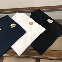 トレンドの夏服ブランド「モンジェ」の定番メンズTシャツ、カジュアルな刺繍入りラウンドネック、男女兼用、カップルTシャツ