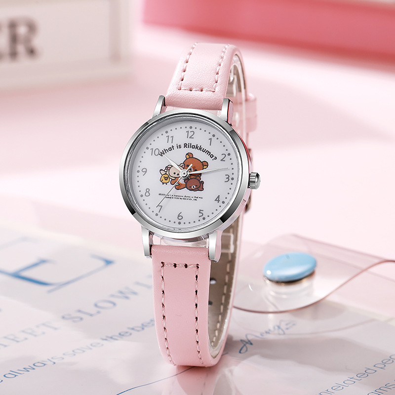 Dropshipping Middle School Student Watches, Female Student Leather Strap Watches, Retro Female High-End Style New Casual Quartz Watch