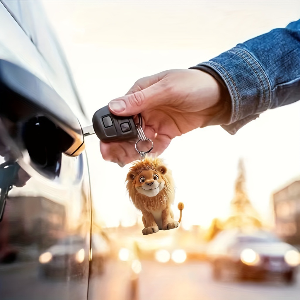 Transfronterizo un adorable león de ojos grandes interiores acrílico colgante de decoración de día de San Valentín bolsos colgante de llaves