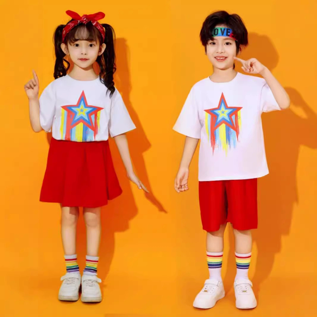 Одежда для детского черлидинга для мальчиков и девочек Уличная танцевальная одежда для учащихся начальной и средней школы