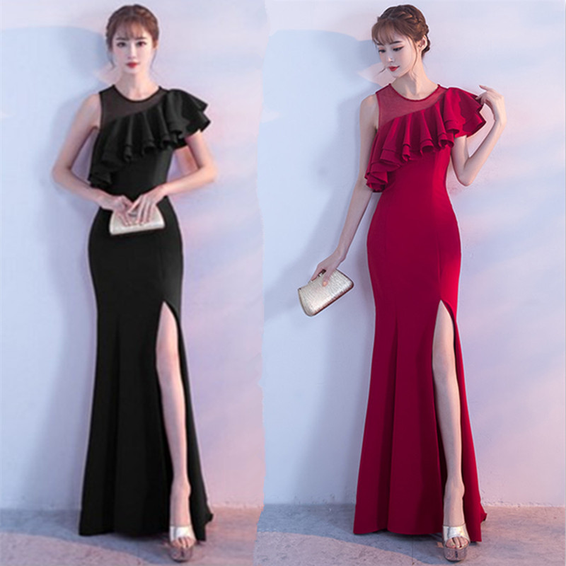 3547 Banquet Evening Dress New Elegant Queen's Aspiration Fishtail Long Host Slimming High-end Atmospheric Evening Dress