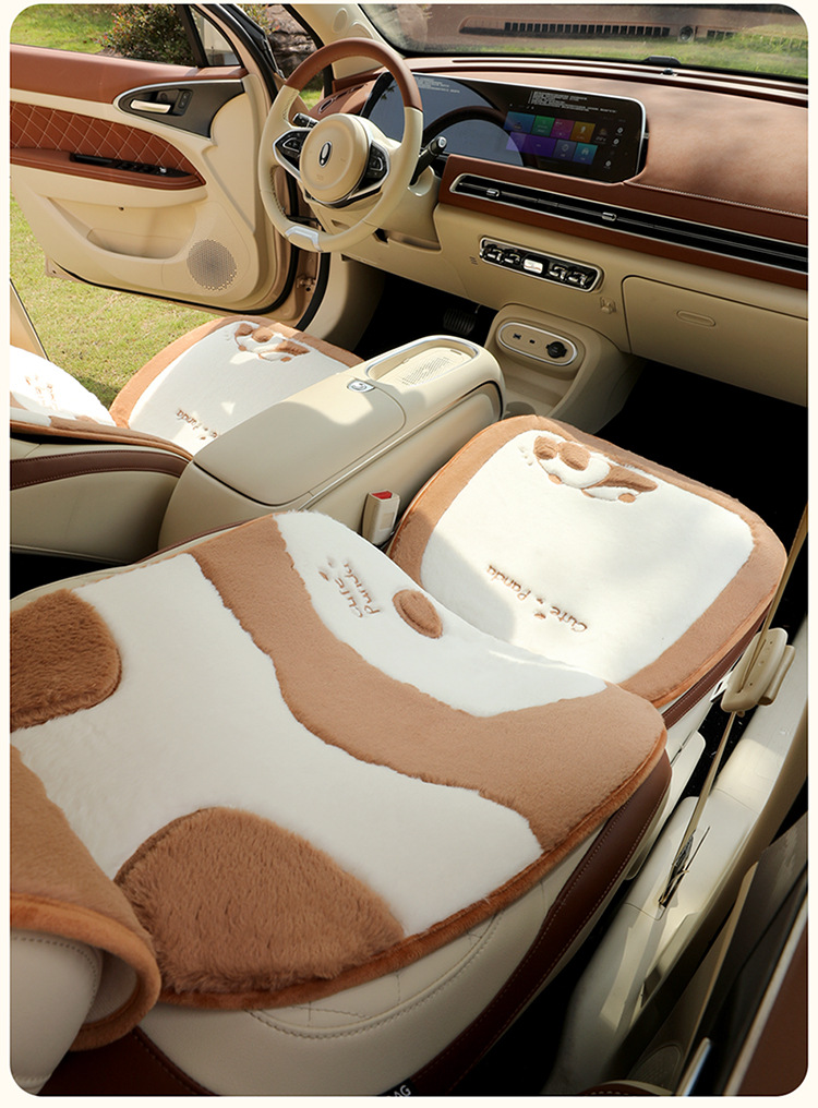 New Winter Car Seat Cushion Cartoon Panda Plush Warm Car Seat Cover Car Accessories Car Interior Decorations
