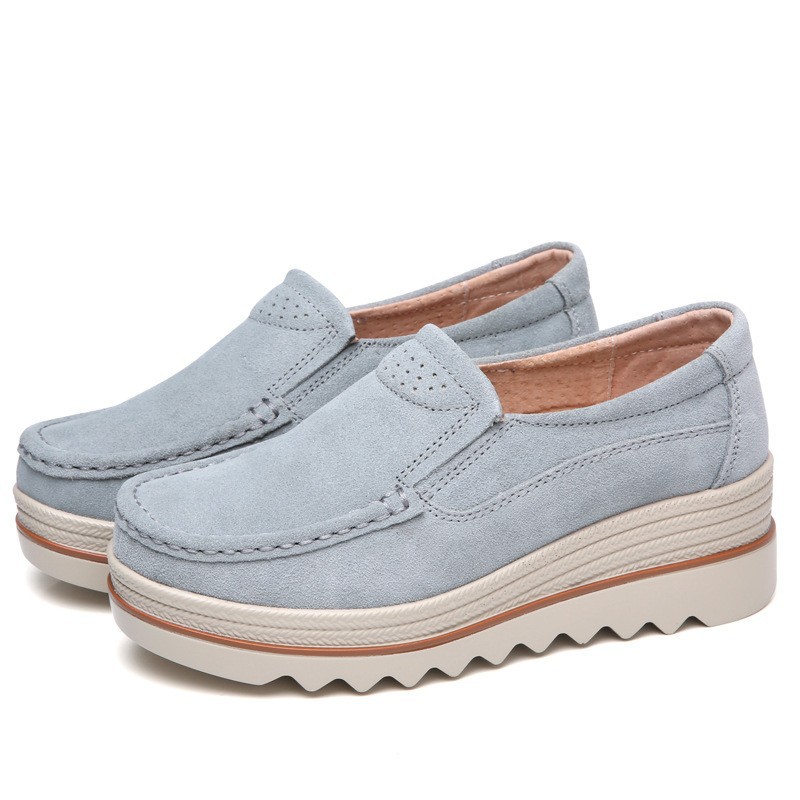 Zapatos de plataforma nuevos de primavera 2018 para mujer, zapatos sin cordones con suela gruesa, zapatos casuales de cuero suave para mamá, zapatos de talla grande
