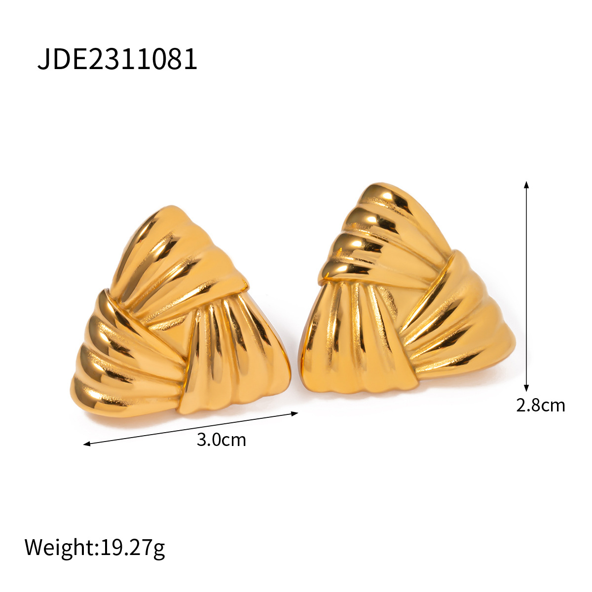 Pendientes de acero inoxidable transfronterizos europeos y americanos de alta calidad, nuevos pendientes de oro de 18k que no se desvanece, pendientes de tiras onduladas de hilo