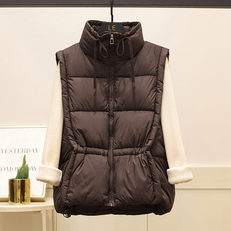 2025 nuevo chaleco de algodón ligero de lujo simple de moda corto de cuello grueso chaqueta de hombro suelta