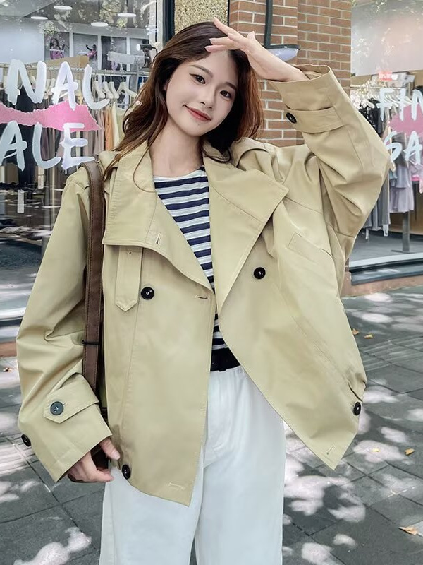 外贸时尚短款风衣外套女春秋休闲大码时尚高级感2025新款夹克上衣|undefined