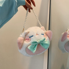 日系可愛招財貓手拎包包2022新款卡通玩具包抓機娃娃珍珠斜挎女包