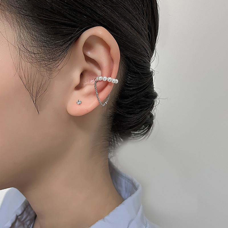 5g Weight 1 Piece Elegant Simple Style Tassel Copper Inlay Artificial Pearls Gold Plated Silver Plated Ear Clips