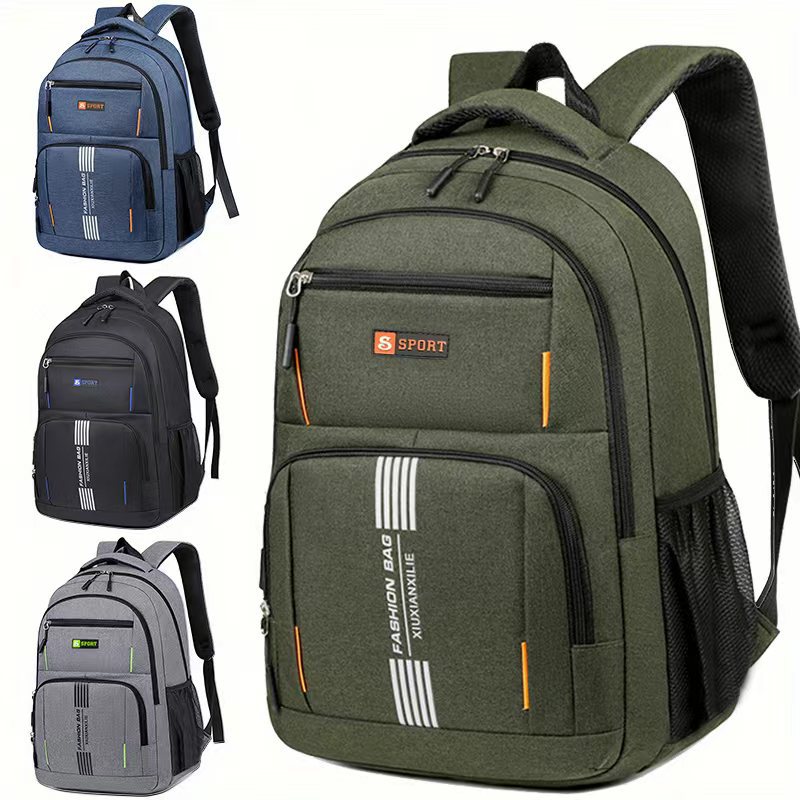 Waterproof casual backpack, men's large-capacity school bag, multi-pocket Oxford cloth travel bag, direct from the factory