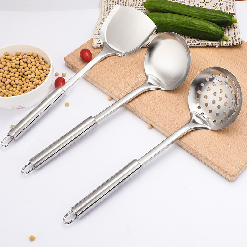 Regalos al por mayor de acero inoxidable cocina de cocina set completo de pala de platos fritos caseros antiadherente cocina engrosada en uno