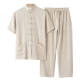 Chinese Middle-aged and Elderly Tang Coat Men's Summer Thin Cotton and Linen Short-sleeved suit Chinese Style Dad's Summer Half-sleeved Grandpa Coat