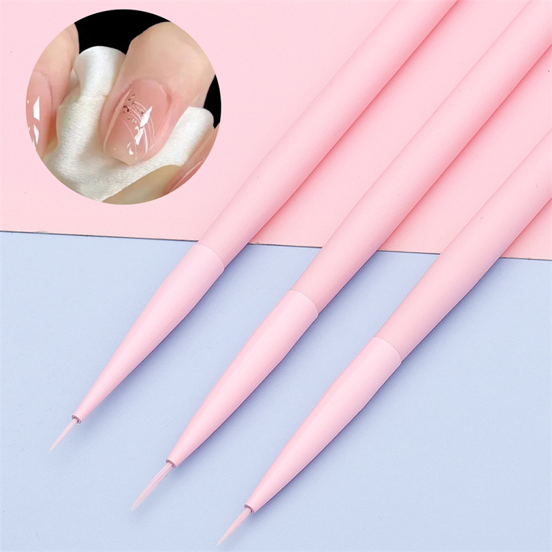 Nuevo estilo de arte de uñas transfronterizo 3 piezas de macarons color madera nail manicura trailer lápiz de dibujo de hilo de gancho de arte de uñas japonés bolígrafo de dibujo