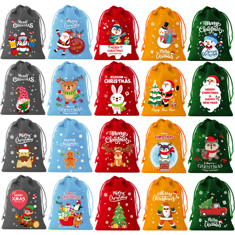 新しいクロスボーダーの新しいクリスマスベルベットバッグ、ギフトバッグ、アップルバッグ、クリスマスキャンディバッグ、巾着ポケット|undefined