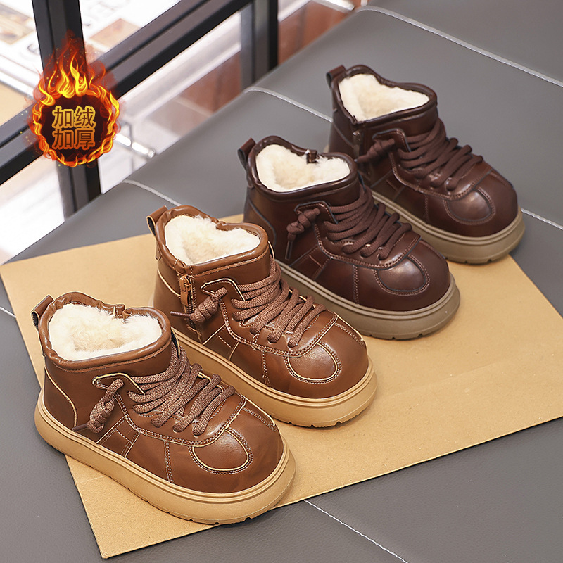 Girls' Snow Boots 2025 Winter New Kapibara Boys' Cotton Boots Fleece-Lined Waterproof Large Cotton Shoes Kidsren's Short Boots