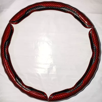 Wheel Cover Three-Piece Set — Steering wheel cover - 2-groove-buckle-wavy-bright-film-red-3-pack-38cm