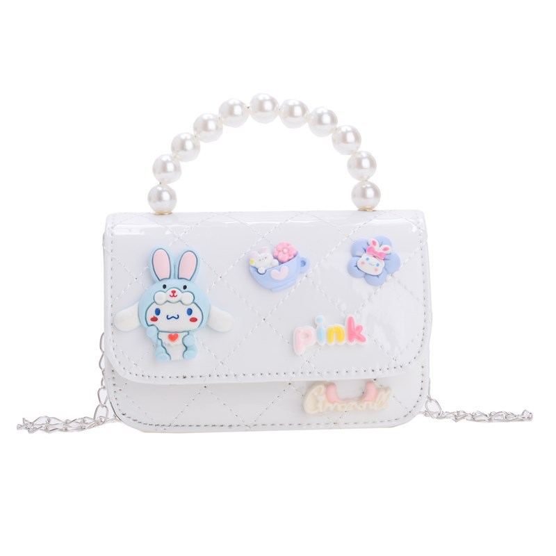 Bolso de moda para niños, bolso de cinturón de cadena de chicas, bolso de hombro de dibujos animados lindo, bolso de perla brillante, bolso pequeño