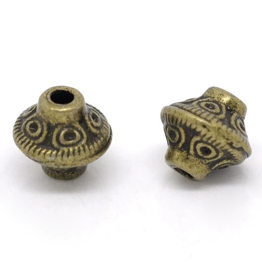 Прямая поставка производителя ретро древняя бронзовая двойная коническая бусина металлическая бусина ювелирные аксессуары оптом