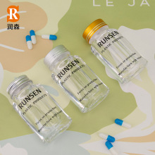 35ml铝盖透明异形扁瓶石斛藏红花灵芝孢子油鱼油软胶囊PS保健品瓶