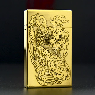 ZORRO佐罗552朗声荷塘鲤鱼雕刻黄铜钢琴音朗声煤油打火机工厂批发