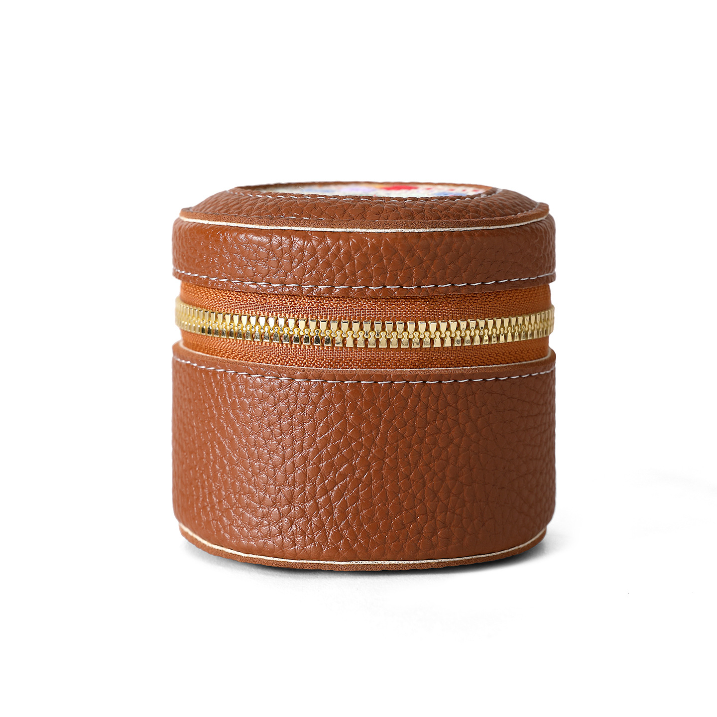 Bolsa de maquillaje de cuero retrógrado, bolso de cambio de lápiz labial, bolso de viaje portátil, barril de almacenamiento personalizado, mini bolso de cambio redondo