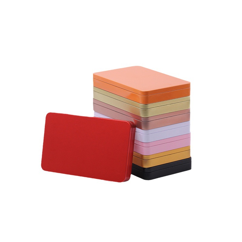 Caja rectangular de metal de hojalata, caja de hojalata para brochas de maquillaje, caja de hojalata para almacenamiento de pestañas postizas