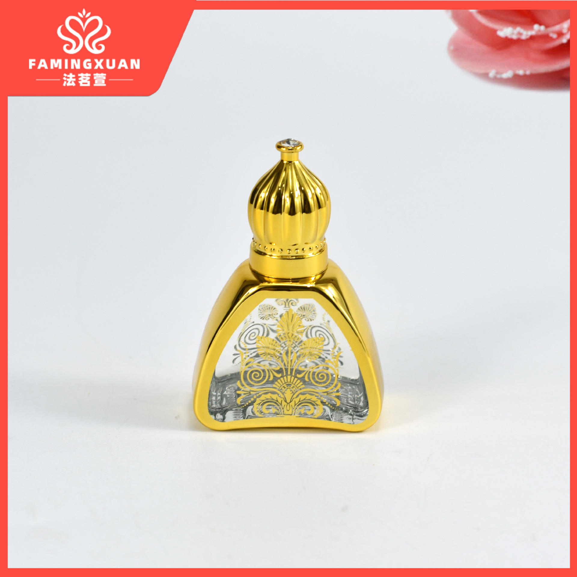 Faimingxuan botella de perfume sub-embalaje botella vacía a granel perfume botella vacía 12ML dorado bola de cristal perfume botella vacía