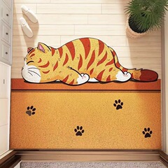 Entrance door orange cat floor mat Cartoon cut-out big orange cat unit door entrance entrance door rub soil silk circle floor mat