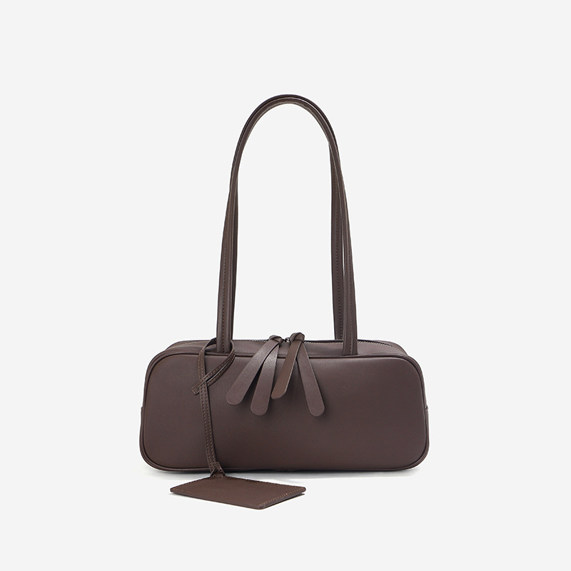Top Grain Cowhide Leather Shoulder Bag Large Capacity Boston Bag Women's Genuine Leather Underarm Bowling Retro Handbag Pillow Bag - Thumbnail 4